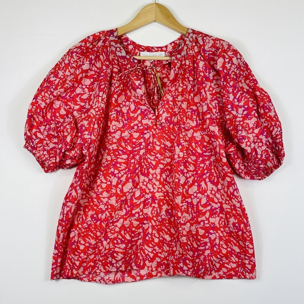 NEW House Of Harlow Women Small Shirt Martine Deep Pink Peasant Cottage Romantic